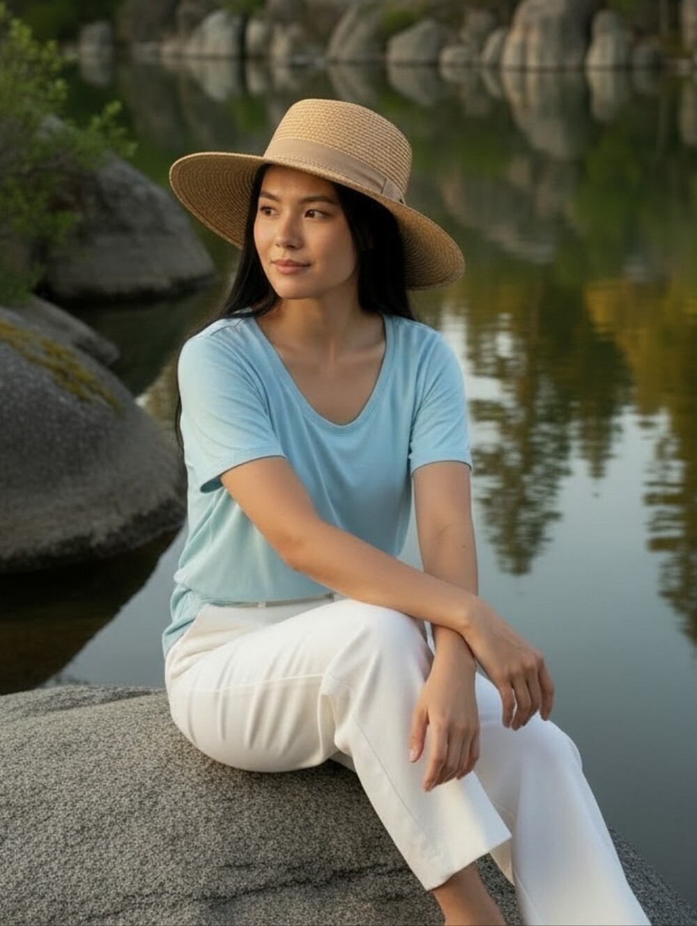 Chico's Platinum Charm MS Jeans With Cotton Tee